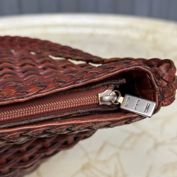 GEM Vintage Genuine Leather Brown Woven Crossbody Bag Made in Brazil - Picture 9 of 16